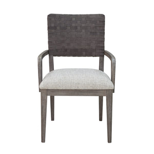 Scott Living Home Griffith Woven Back Arm Chair Gray with Light Wood Finish P367DJ271 Pulaski Furniture