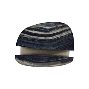 Bernhardt Bernhardt Sculptural Tegan Side Table With Black Forest Marble Tops & Shiny Nickel Cast Aluminum Base 305123