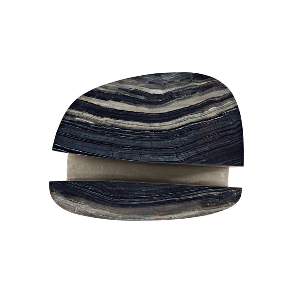 Bernhardt Bernhardt Sculptural Tegan Side Table With Black Forest Marble Tops & Shiny Nickel Cast Aluminum Base 305123