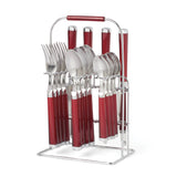 Cambridge Temptation Red 16-Piece Dinnerware Set with Easy-Clean Rack