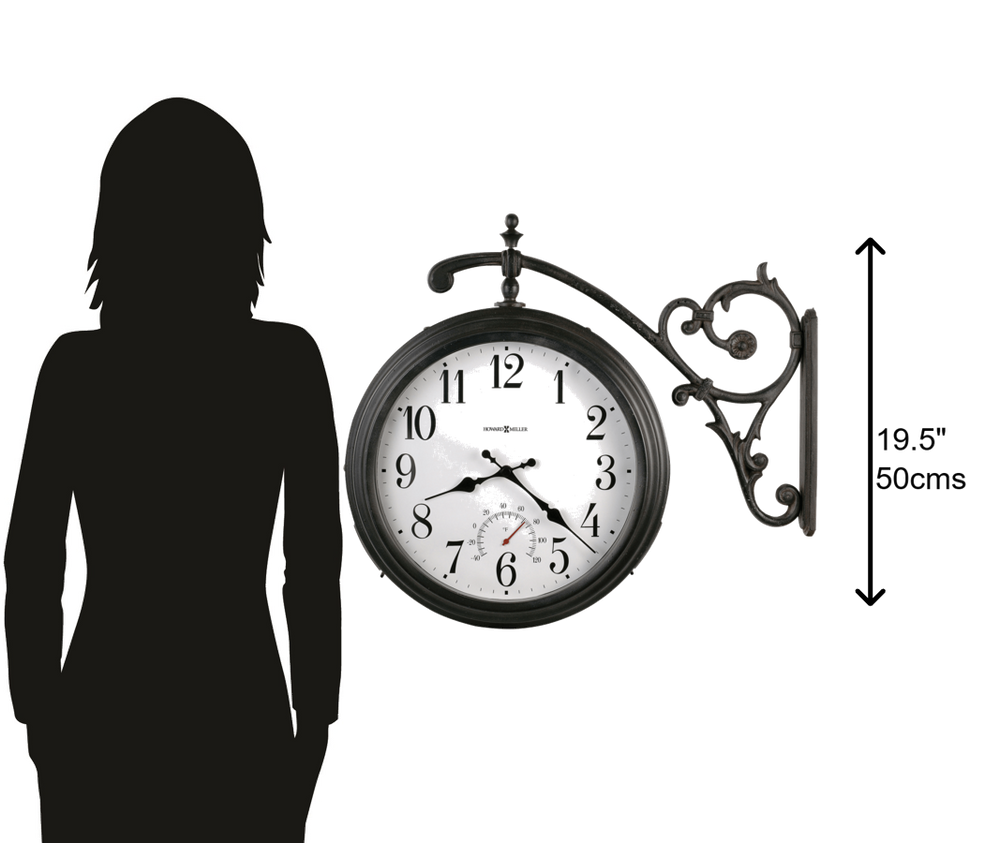 Hekman Furniture 625358 Luis Antique Wall Clock - Double-sided Timepiece With Temperature Display & Elegant Bracket  Luis Indoor,Outdoor Wall Clock 625358