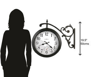 Hekman Furniture 625358 Luis Antique Wall Clock - Double-sided Timepiece With Temperature Display & Elegant Bracket  Luis Indoor,Outdoor Wall Clock 625358