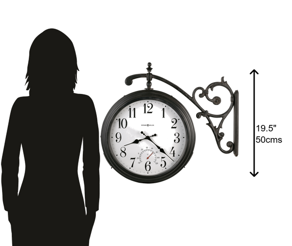 Hekman Furniture 625358 Luis Antique Wall Clock - Double-sided Timepiece With Temperature Display & Elegant Bracket  Luis Indoor,Outdoor Wall Clock 625358