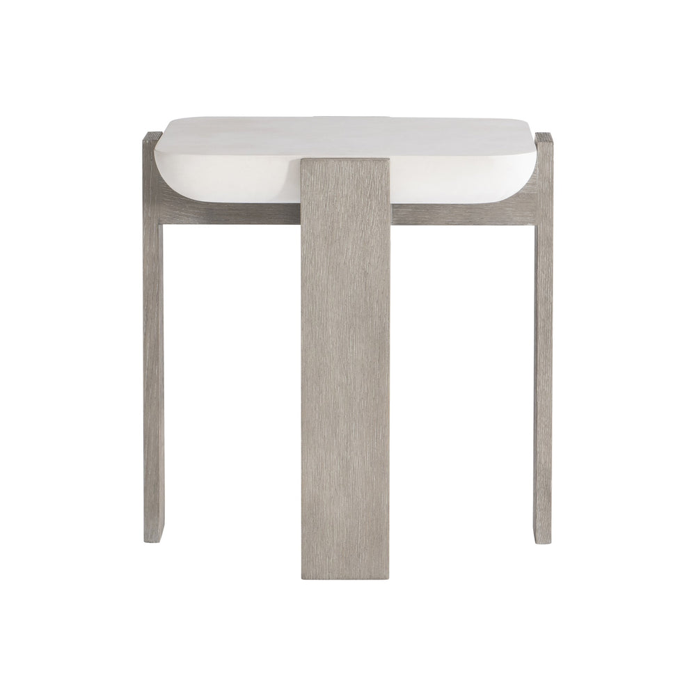 Bernhardt Bernhardt Gooding Side Table With Faux-Concrete Basin Top, Flint Wood Legs, 24" Square Accent Piece 484123