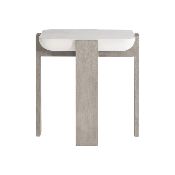 Bernhardt Bernhardt Gooding Side Table With Faux-Concrete Basin Top, Flint Wood Legs, 24" Square Accent Piece 484123