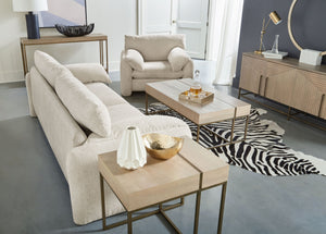 A.R.T. Furniture North Side Sofa Table - Stylish Transitional Design With Flaxen Bronze Frame & Open Storage Shelf Brown Parrawood Solids,Quarter Figured,Fiddle Ash Veneer,Metal 269307-2556