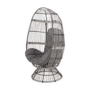English Elm Christopher Knight Home® - RESEDA Swivel Egg Chair with Faux Rattan Basket, Water-Resistant Cushion, Handcrafted Comfort Grey+Taupe 67931.00TPDGRY