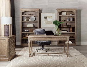 Hooker Furniture Sutter Distressed Oak Bookcase With Glass Shelf, Touch-Activated Lighting, Adjustable Shelves — Classic Appeal 5981-10445-80