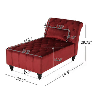 English Elm Christopher Knight Home® - TUFTED Chaise Lounge Garnet Velvet Upholstery - Plush 100% Polyester Seating, Birch Legs, Luxe Comfort 60129.00NVLTGARN