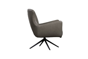 Porter Designs Porter Andromeda Gray Leather Swivel Accent Chair - Mid-century Modern Design With Flared Feet Gray Leather 12-204-02t-0202-kit