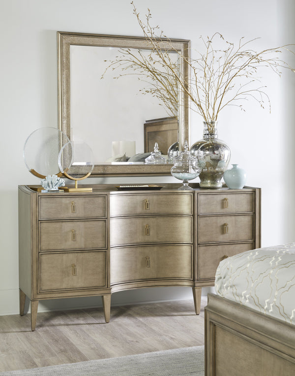 A.R.T. Furniture Cove Dresser - Glamorous Mica Finish With 9 Drawers, Cedar Lined Bottom, And Elegant Metal Accents Grey Rubberwood Solids,Primavera Veneers,Metal 349130-2743