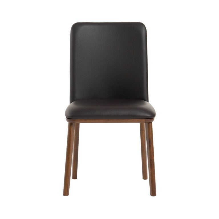VIG Furniture Utah Modern Eco-Leather Dining Chairs Set Of 2 — Walnut Rubberwood Legs, Curved Back Comfort VGMAMI-973