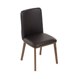 VIG Furniture Utah Modern Eco-Leather Dining Chairs Set Of 2 — Walnut Rubberwood Legs, Curved Back Comfort VGMAMI-973