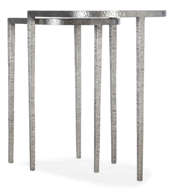 Hooker Furniture Chapman Hand-Hammered Metal Nesting Tables In Forged Pewter — Slender, Space-Saving Accent Set 6033-50003-94