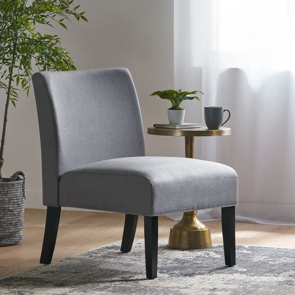 English Elm Accent Chair with Rubberwood Legs Plush Upholstered Seat for Living Room or Bedroom 57764.00GEY