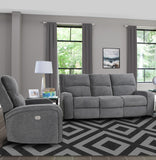 Parker House Polaris - Bizmark Grey Power Reclining Sofa And Recliner Grey 100% Polyester (W) Mpol-31ph-big