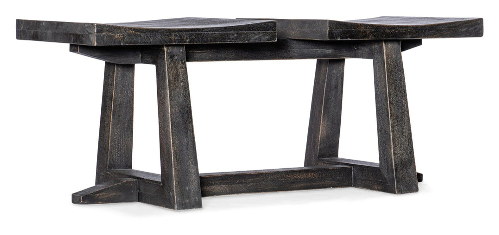 Hooker Furniture Commerce Distressed Mango Tandem Bench With Twin Scoop Seats — Compact Sculptural Entryway Seating For Two (96) 7228-50670-89