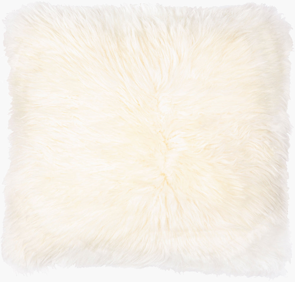 Surya Utah Accent Pillow - Luxurious 20"L X 20"W Cotton & Sheepskin For Rustic Lodge-style Elegance Cream Sheepskin,Cotton Uth001-2020d