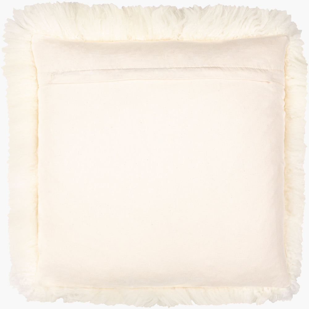 Surya Utah Accent Pillow - Luxurious 20"L X 20"W Cotton & Sheepskin For Rustic Lodge-style Elegance Cream Sheepskin,Cotton Uth001-2020d