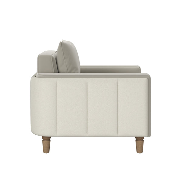 A.R.T. Furniture Barret Lounge Chair - Modern Velvet Elegance With Channeled Detailing & Luxe Sand Color For Style Beige Inside, Velvet Sand Colored Polyester Fabric,Outback In Faux,Leather Parchement Colored Material 735503-5911