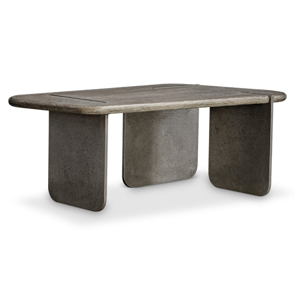Bernhardt Bernhardt Melba Wire-Brushed Oak Side Table With Textured Graphite Cast-Aluminum Base, Sculptural Accent 564126