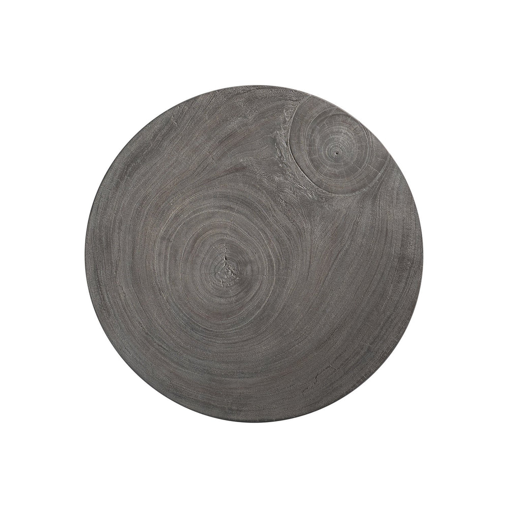 Bernhardt Bernhardt Kateri Carbonized Suar Drum Accent Table In Smoked Truffle — Handcrafted Sculptural Side Table (21"W) 487012