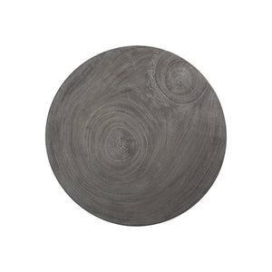 Bernhardt Bernhardt Kateri Carbonized Suar Drum Accent Table In Smoked Truffle — Handcrafted Sculptural Side Table (21"W) 487012