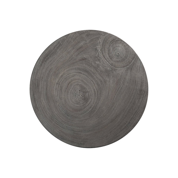 Bernhardt Bernhardt Kateri Carbonized Suar Drum Accent Table In Smoked Truffle — Handcrafted Sculptural Side Table (21"W) 487012