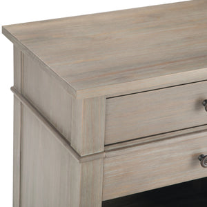 English Elm Carlton Handcrafted Distressed Grey Bedside Table - Vintage Charm With Dual Storage Drawers & Style B136P158140