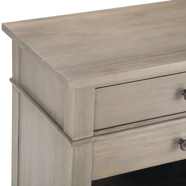 English Elm Carlton Handcrafted Distressed Grey Bedside Table - Vintage Charm With Dual Storage Drawers & Style B136P158140