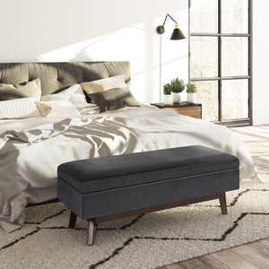 English Elm Owen Rectangular Storage Ottoman - Stylish Distressed Black Faux Leather With Hidden Storage Space B136P159181-GIGA