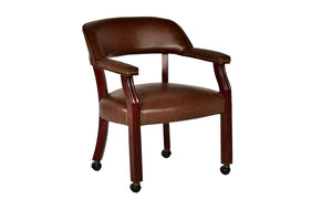 English Elm Steve Silver - Tournament Captain Arm Chair with Casters Dark Brown — Upholstered Nailhead Trim, Swivel, Elegant Base, Comfort B081P156928