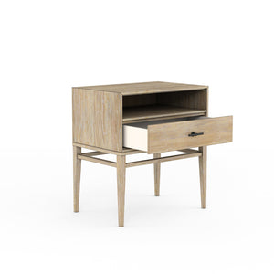 A.R.T. Furniture Frame Chestnut Nightstand With Usb Chargers, Dovetail Drawer, Modern Open Shelf & Stylish Hardware Light Brown Ash & Poplar Solid,Plank,Effect Flakey & Quarter,Sawn Oak Veneer,Metal 278141-2335