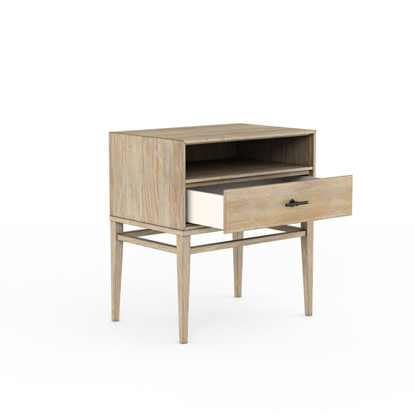 A.R.T. Furniture Frame Chestnut Nightstand With Usb Chargers, Dovetail Drawer, Modern Open Shelf & Stylish Hardware Light Brown Ash & Poplar Solid,Plank,Effect Flakey & Quarter,Sawn Oak Veneer,Metal 278141-2335