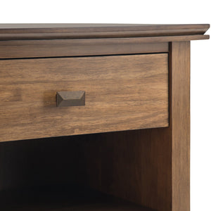 English Elm Artisan Bedside Table - Rustic Natural Aged Brown, Handcrafted Charm & Practical Storage For Any Space B136P158108