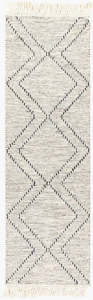 Surya Uttar Handmade 2' X 3' Global-style Rug - Durable Wool Blend With Eye-catching Fringe Design Black Wool,Polyester Utt2300-268