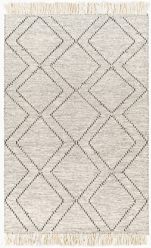 Surya Uttar Handmade 2' X 3' Global-style Rug - Durable Wool Blend With Eye-catching Fringe Design Black Wool,Polyester Utt2300-23