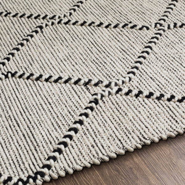 Surya Uttar Handmade 2' X 3' Global-style Rug - Durable Wool Blend With Eye-catching Fringe Design Black Wool,Polyester Utt2301-268
