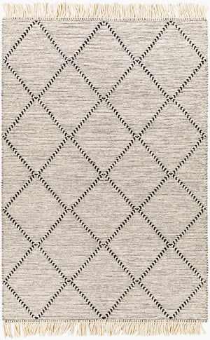 Surya Uttar Handmade 2' X 3' Global-style Rug - Durable Wool Blend With Eye-catching Fringe Design Black Wool,Polyester Utt2302-81012
