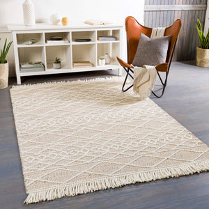 Surya Uttar Handmade 2' X 3' Global-style Rug - Durable Wool Blend With Eye-catching Fringe Design Medium Brown Wool,Polyester Utt2304-576