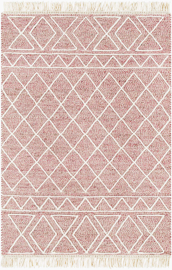 Surya Uttar Handmade 2' X 3' Global-style Rug - Durable Wool Blend With Eye-catching Fringe Design Burgandy Wool,Polyester Utt2305-23