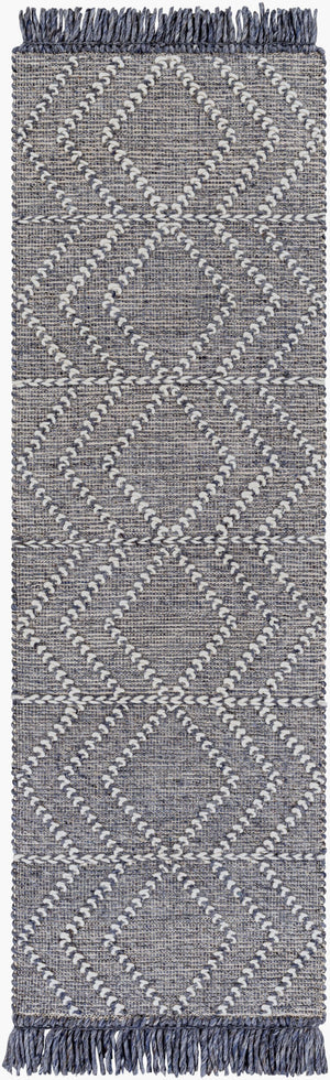 Surya Uttar Handmade 2' X 3' Global-style Rug - Durable Wool Blend With Eye-catching Fringe Design Charcoal Wool,Polyester Utt2306-268