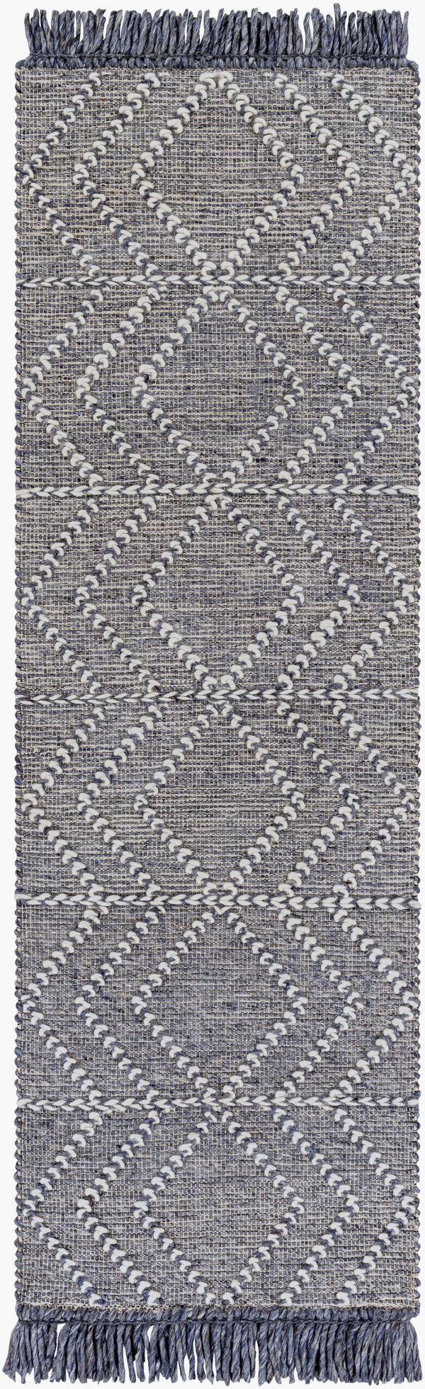 Surya Uttar Handmade 2' X 3' Global-style Rug - Durable Wool Blend With Eye-catching Fringe Design Charcoal Wool,Polyester Utt2306-268