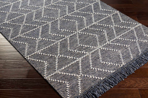 Surya Uttar Handmade 2' X 3' Global-style Rug - Durable Wool Blend With Eye-catching Fringe Design Charcoal Wool,Polyester Utt2306-268