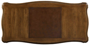 Hooker Furniture Archivist Pecky Pecan Writing Desk With Bonded Leather Top, Hidden Storage, Cable Management Elegance 5447-10458