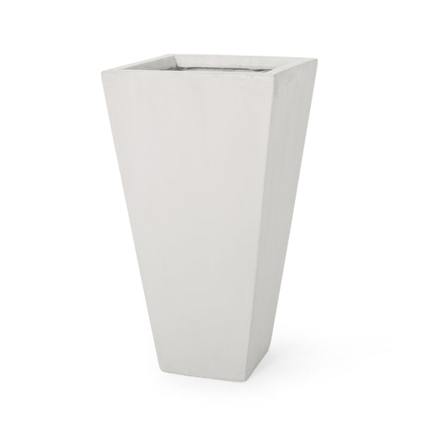 English Elm 13" Mgo Cast Stone Tapered Square Planter Architectural Matte Black Patio Accent Matte White 69574.00WHI