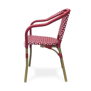 English Elm Bistro Chair Set of 2 French Country Woven Aluminum Outdoor Patio Seating Pair Red 72906.00RED
