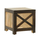 Christopher Knight Home® - Noble House - Colstrip Boho Handcrafted Mango Wood Ottoman Stool, Natural and Walnut