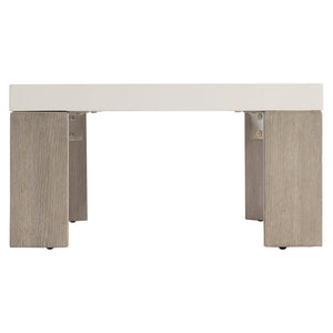 Bernhardt Bernhardt Lorenzo Cast Grc Cocktail Table With Vintage Cream Top & Quartered White Oak Flint Base 465021