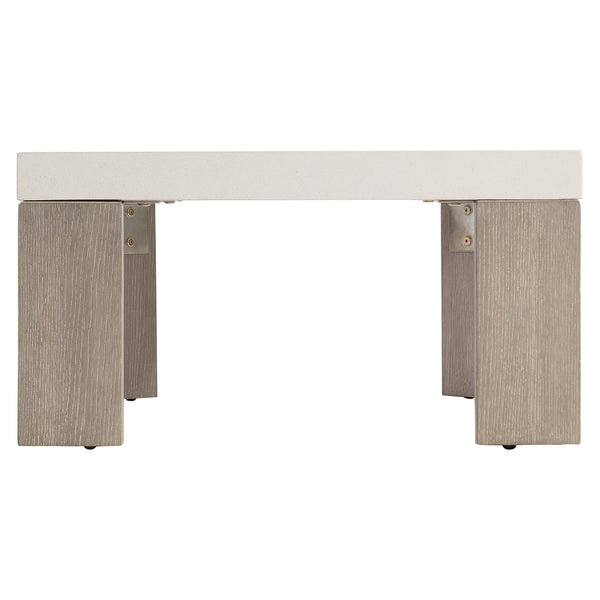Bernhardt Bernhardt Lorenzo Cast Grc Cocktail Table With Vintage Cream Top & Quartered White Oak Flint Base 465021